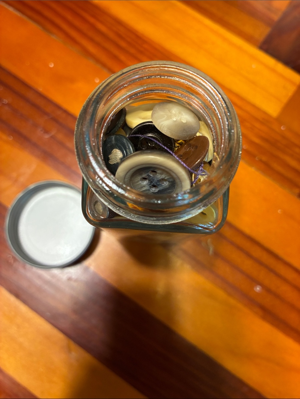 Glass Jar of Mixed Sewing Buttons Vintage Neutral colors - Picture 7 of 8